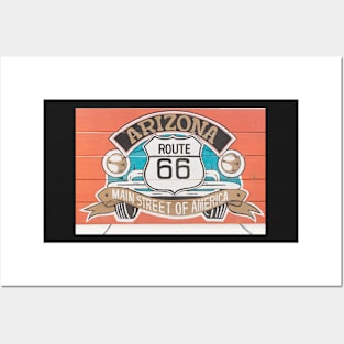 Route 66 vintage style sign on wooden boards Posters and Art